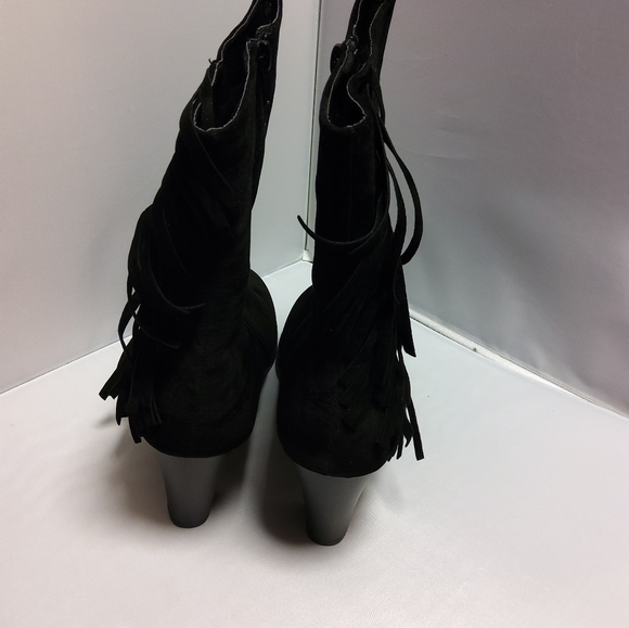 Black Stud-Accent Fringe Ankle Boot - Picture 10 of 11